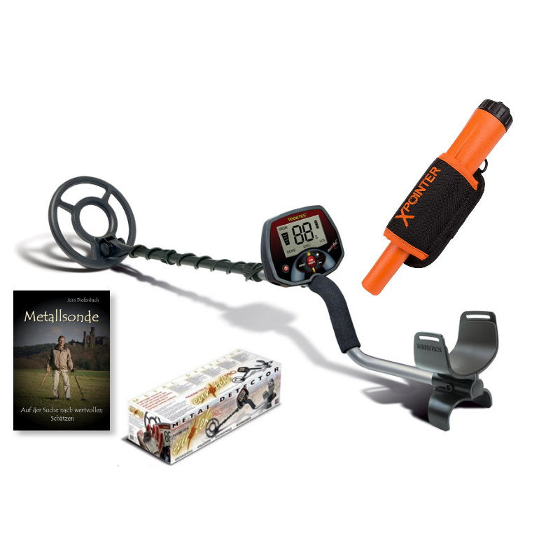 Teknetics Eurotek PRO (LTE) Ausrüstungspaket III (Metalldetektor & Quest Xpointer (orange) & Schatzsucherhandbuch